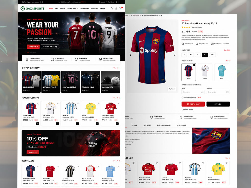 Jersey E-commerce Website | Nuxt 4 & Laravel